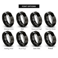 font options for inside engraving on black & silver shop light rings
