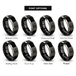 font options for inside engraving on black & silver shop light rings