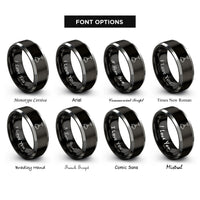 font options for inside engraving on black & silver shop light rings