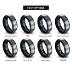 font options for inside engraving on black & blue & grey shortboard surfboard leash rings