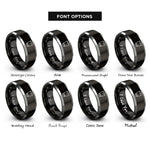 font options for inside engraving on black & gray shot glass rings