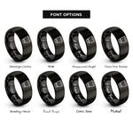 font options for inside engraving on black shot glass rings