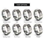 font options for inside engraving on grey shot glass rings