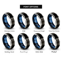 font options for inside engraving on black & blue & silver shot weight rings