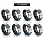 font options for inside engraving on black & blue & silver shot weight rings