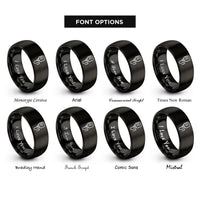 font options for inside engraving on black shoulder mic rings