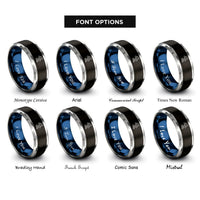 font options for inside engraving on black & blue & gray shove it board rings