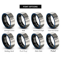 font options for inside engraving on black & blue & gray shove it board rings