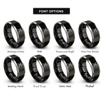 font options for inside engraving on black & silver shovel axe cross rings