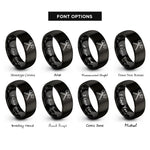 font options for inside engraving on black shovel axe cross rings