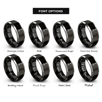 font options for inside engraving on black & grey shovel rings
