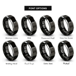font options for inside engraving on black & silver shovel rings