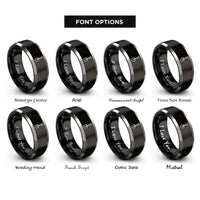 font options for inside engraving on black & silver shovel rings