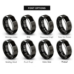 font options for inside engraving on black & silver shovel rings