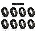 font options for inside engraving on black & gray shovel e tool rings