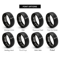 font options for inside engraving on black shovel e tool rings