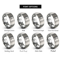 font options for inside engraving on gray shovel e tool rings