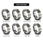 font options for inside engraving on gray shovel e tool rings