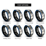 font options for inside engraving on black & blue & silver shrimp rings