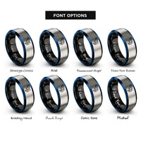 font options for inside engraving on black & blue & silver shrimp rings