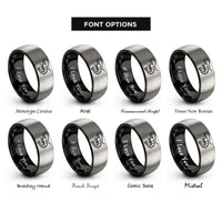 font options for inside engraving on black & silver shrimp rings