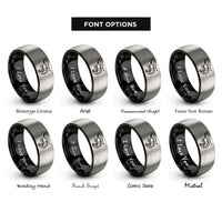 font options for inside engraving on black & grey shrimp rings