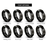 font options for inside engraving on black & gray shuffle symbol circle rings