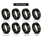 font options for inside engraving on black shuffle symbol circle rings