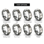 font options for inside engraving on gray shuffle symbol circle rings