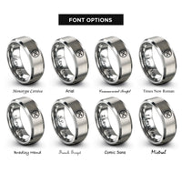 font options for inside engraving on gray shuffle symbol circle rings