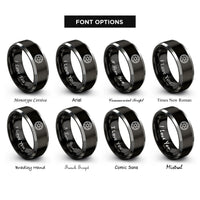 font options for inside engraving on black & gray shutter icon rings