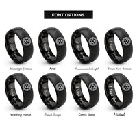 font options for inside engraving on black shutter icon rings