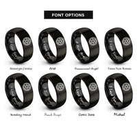 font options for inside engraving on black shutter icon rings