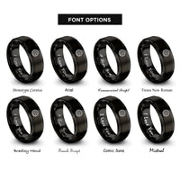 font options for inside engraving on black shutter icon rings