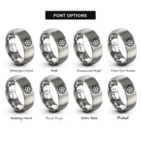 font options for inside engraving on gray shutter icon rings