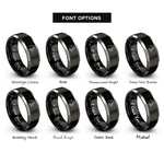font options for inside engraving on black & silver siamese icon rings