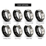 font options for inside engraving on black & grey siamese icon rings
