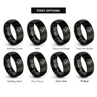 font options for inside engraving on black siamese icon rings