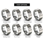 font options for inside engraving on silver siamese icon rings