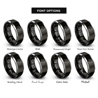 font options for inside engraving on black & gray siblings hands rings