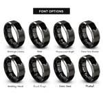 font options for inside engraving on black & silver sickle rings