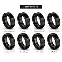 font options for inside engraving on black sickle rings