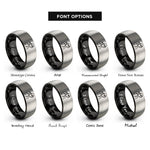 font options for inside engraving on black & gray sidemount diver rings
