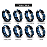 font options for inside engraving on blue & silver sidemount diver rings