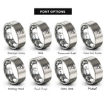 font options for inside engraving on silver sidemount diver rings