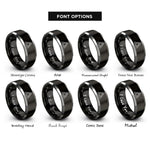 font options for inside engraving on black & silver sierpinski triangle rings