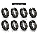 font options for inside engraving on black & silver sierpinski triangle rings