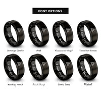 font options for inside engraving on black sierpinski triangle rings