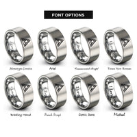 font options for inside engraving on gray sierpinski triangle rings