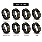 font options for inside engraving on gunmetal & black sierpinski triangle rings